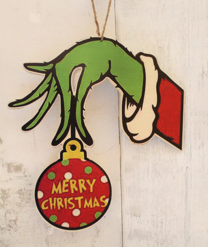 14" Grinch Hand with Ornament