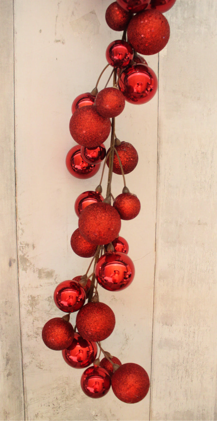 5' Red Glitter Ball Garland