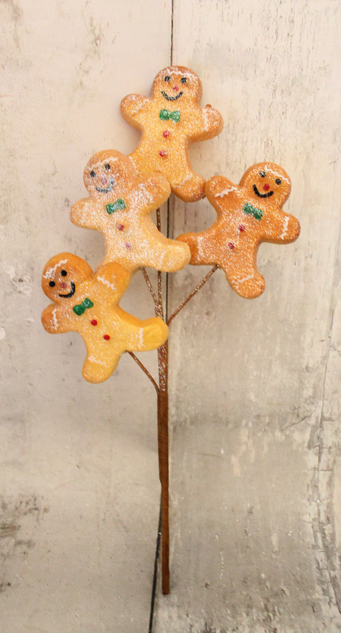 13" Glitter Gingerbread Man Pick