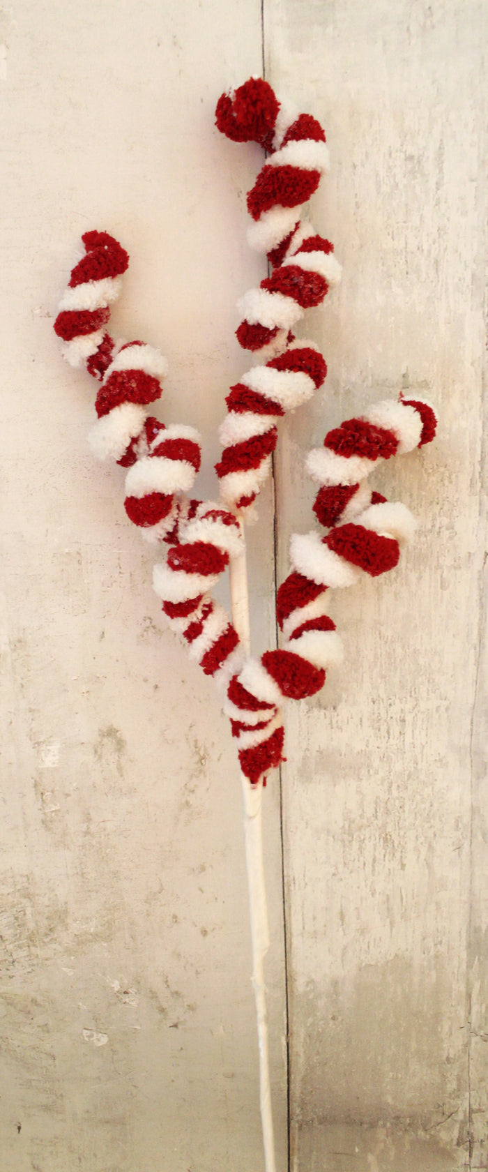 30" Red & White Plush Candy Curly Stem