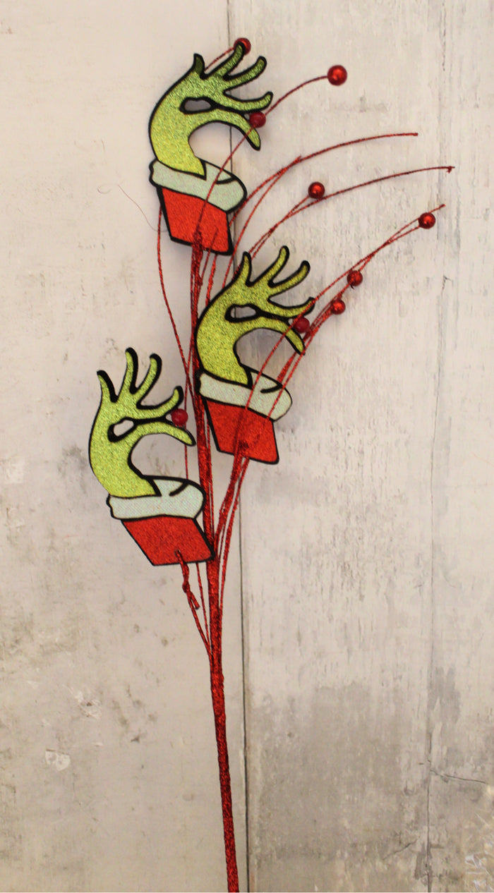 25" Green Glitter Hand Stem