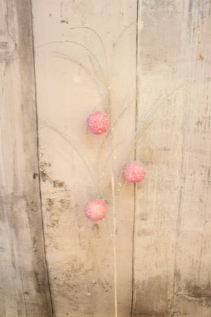 34"  Pink & White Glitter Beaded Ball Spray