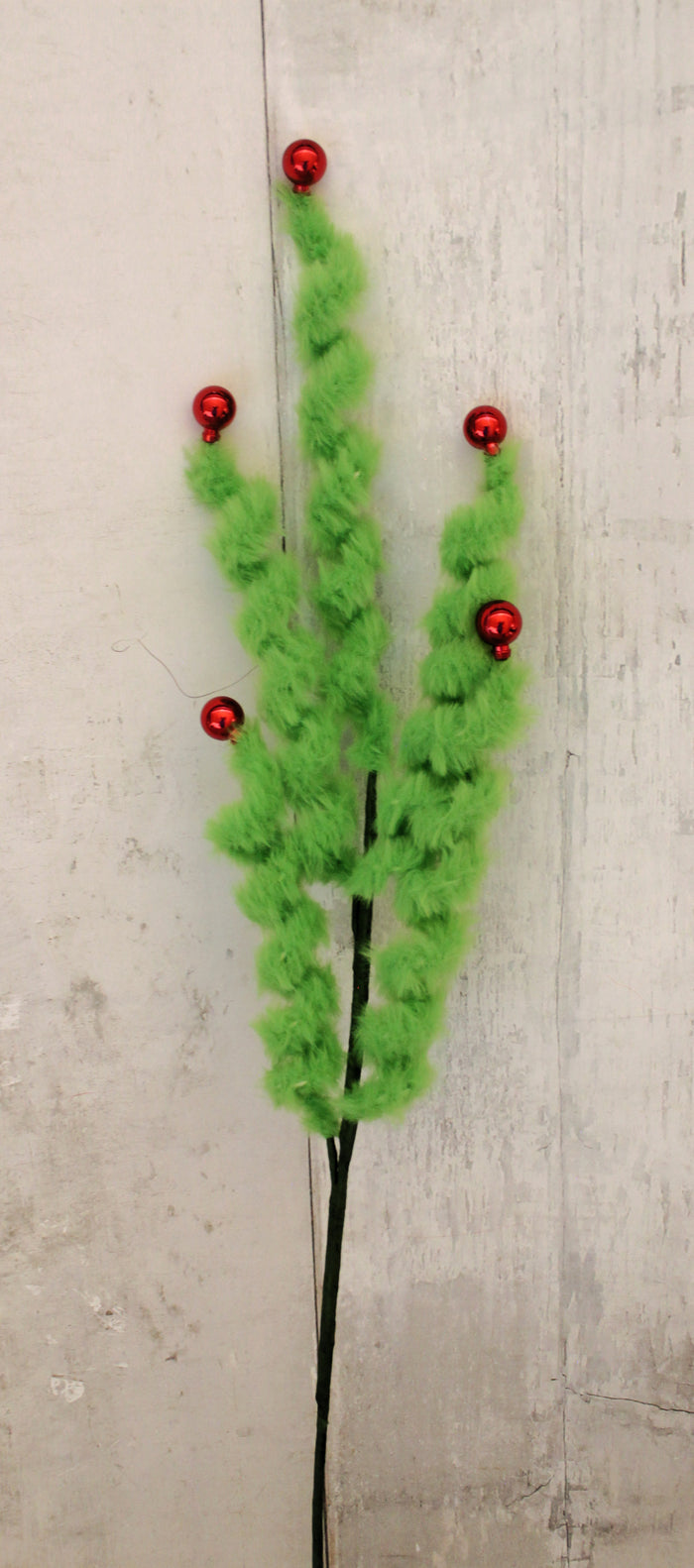 30" Red & Green Plush Curly Stem