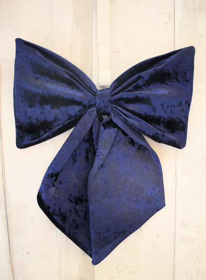 18" Navy Blue Velvet Bow