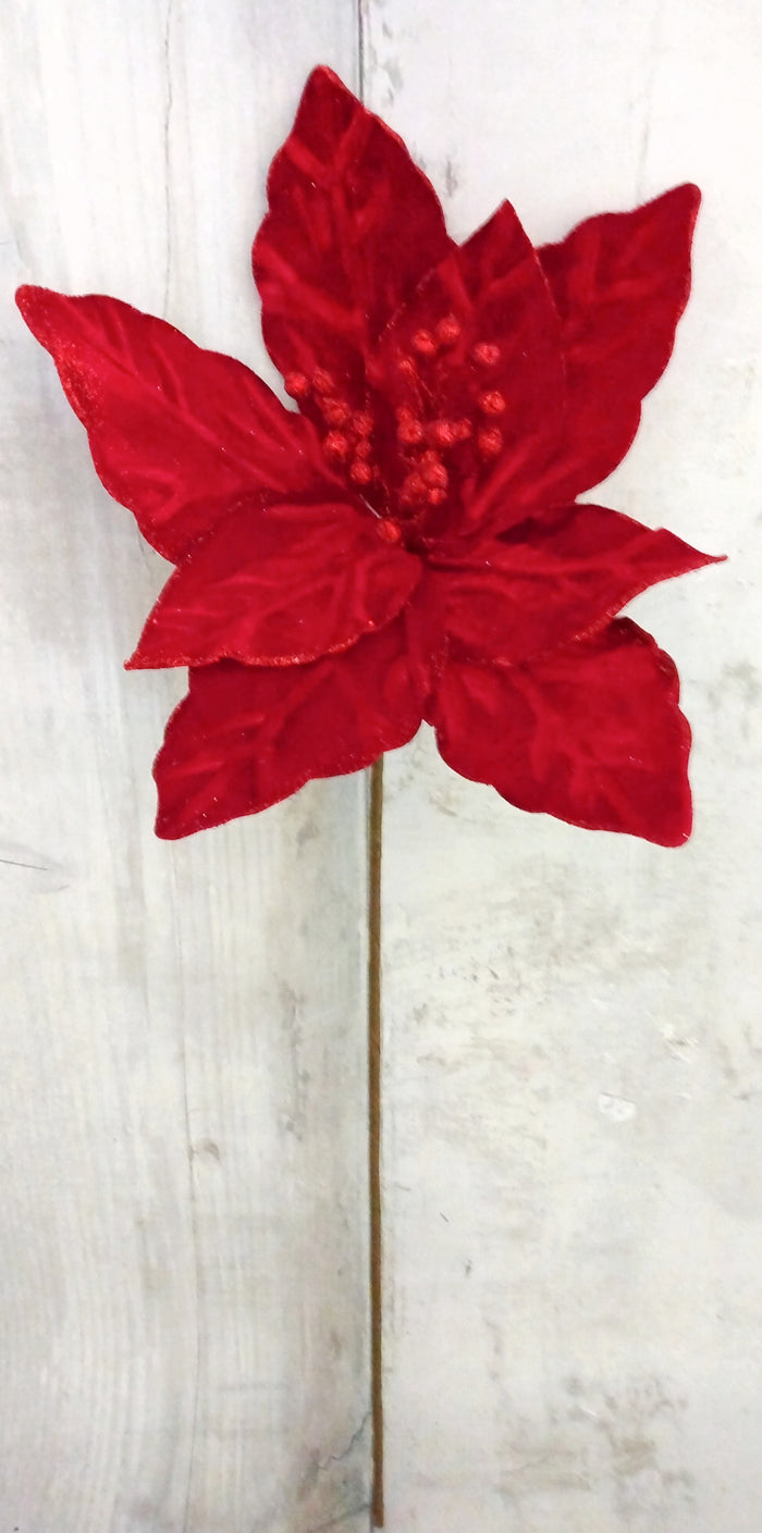 23" Red Velvet Poinsettia Stem
