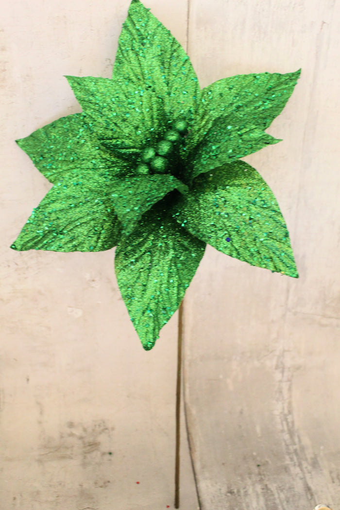22.5" Emerald Green Poinsettia Stem