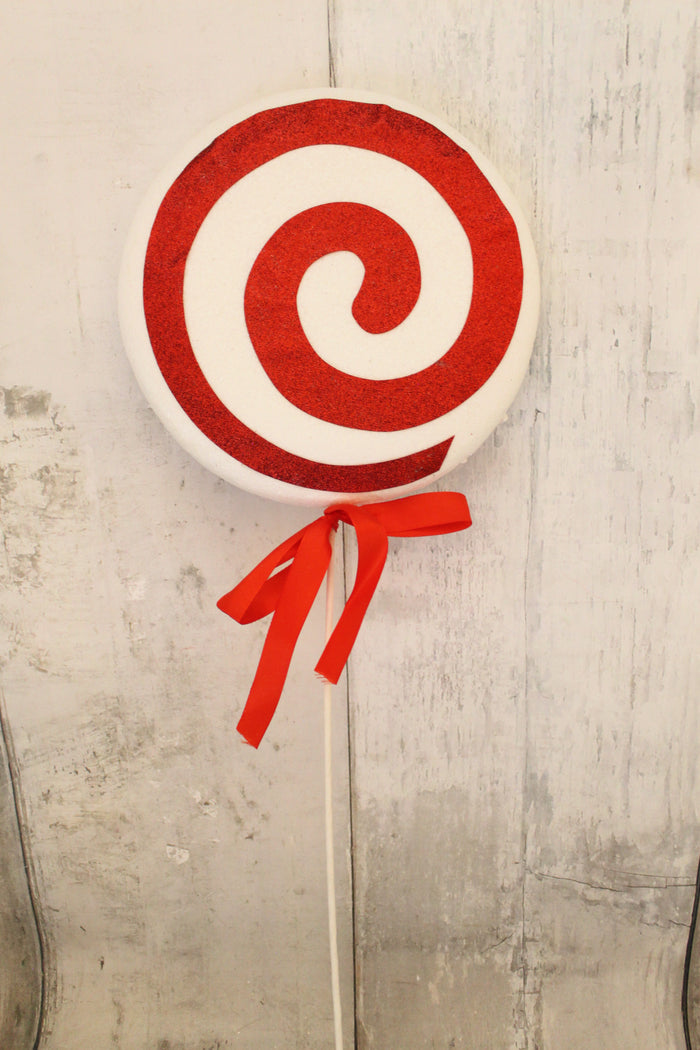 28" Red & White Swirl Lollipop Stem