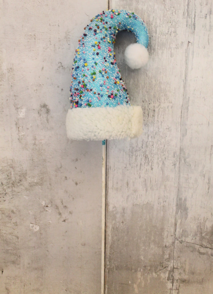 22"  Blue Sprinkle Elf Hat Stem