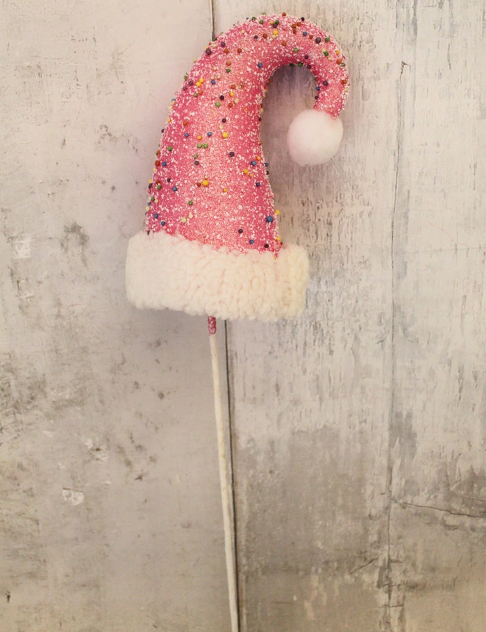 22"  Pink Sprinkle Elf Hat Stem