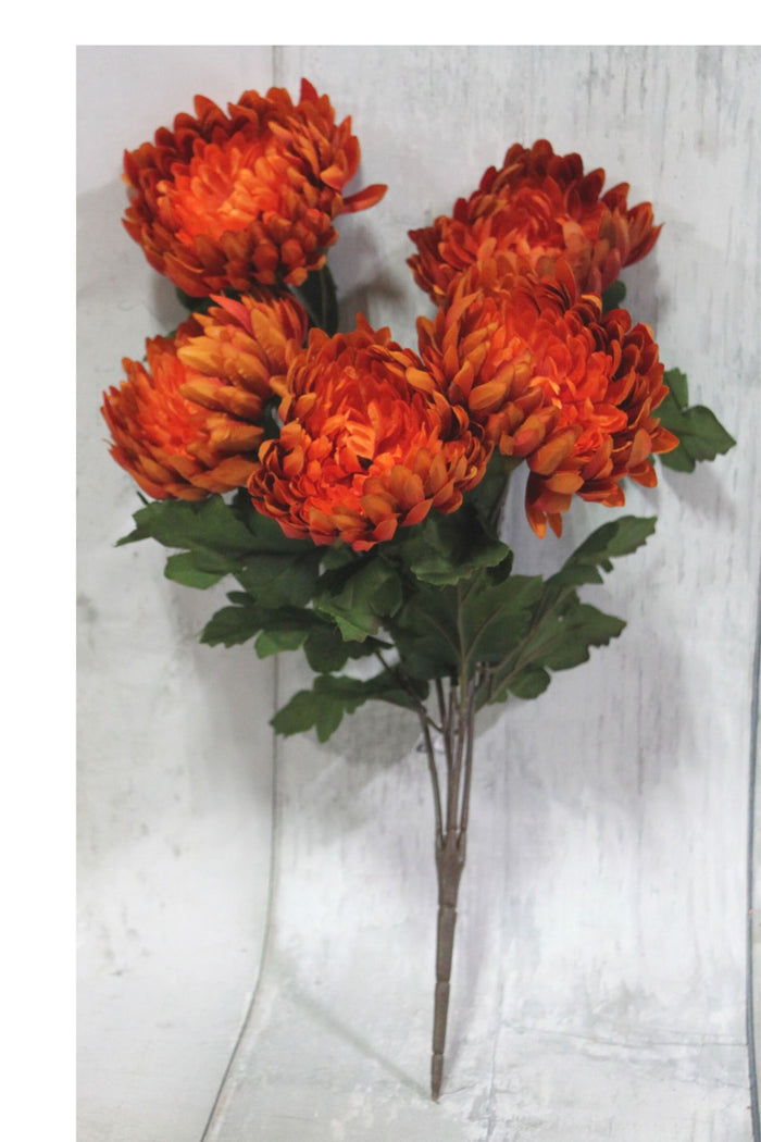 18" Fall Mum Floral Bush - 2 colors