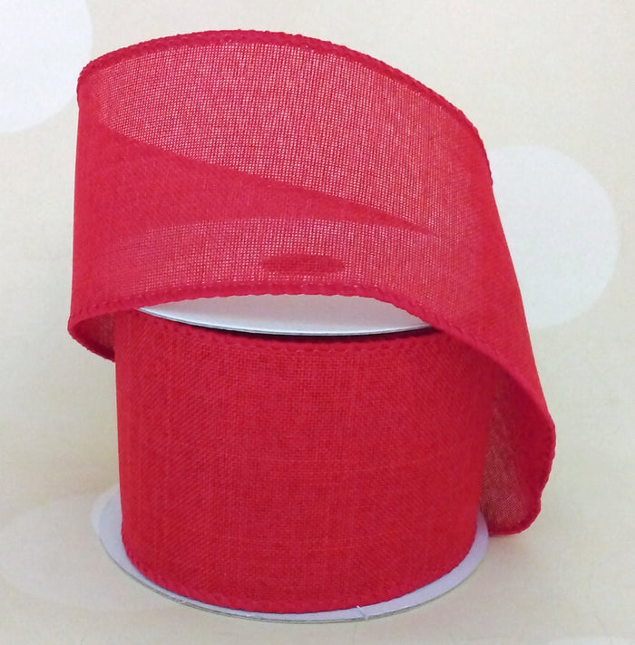 2.5" Red Linen Spring Ribbon