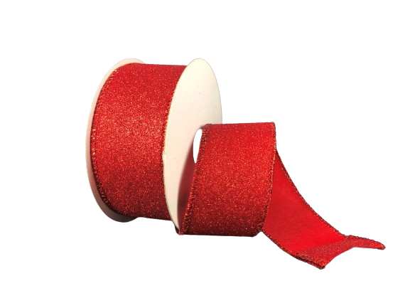 1.5" Red Flat Glitter Patriotic Ribbon