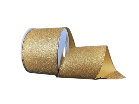 2.5" Gold All Flat Glitter Ribbon