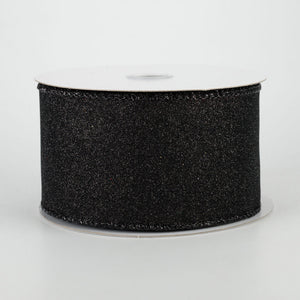 2.5" Black All Flat Glitter Ribbon