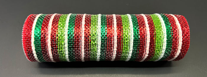 10" Christmas Stripe Fuzzy Deco Mesh