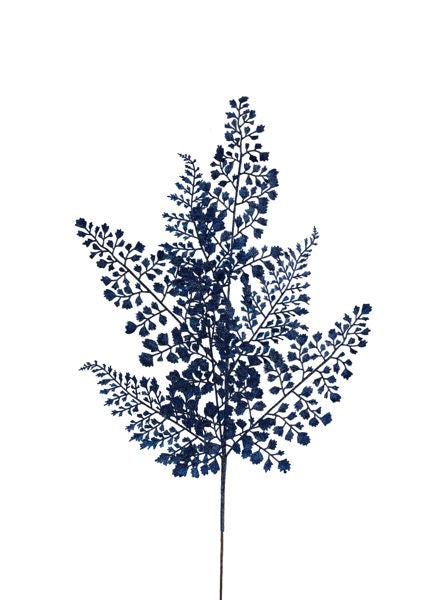 23" Navy Blue Glitter Maidenhair Fern Stem