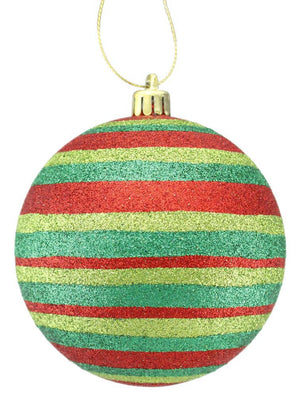 100mm Horizontal Stripe Christmas Ball Ornament