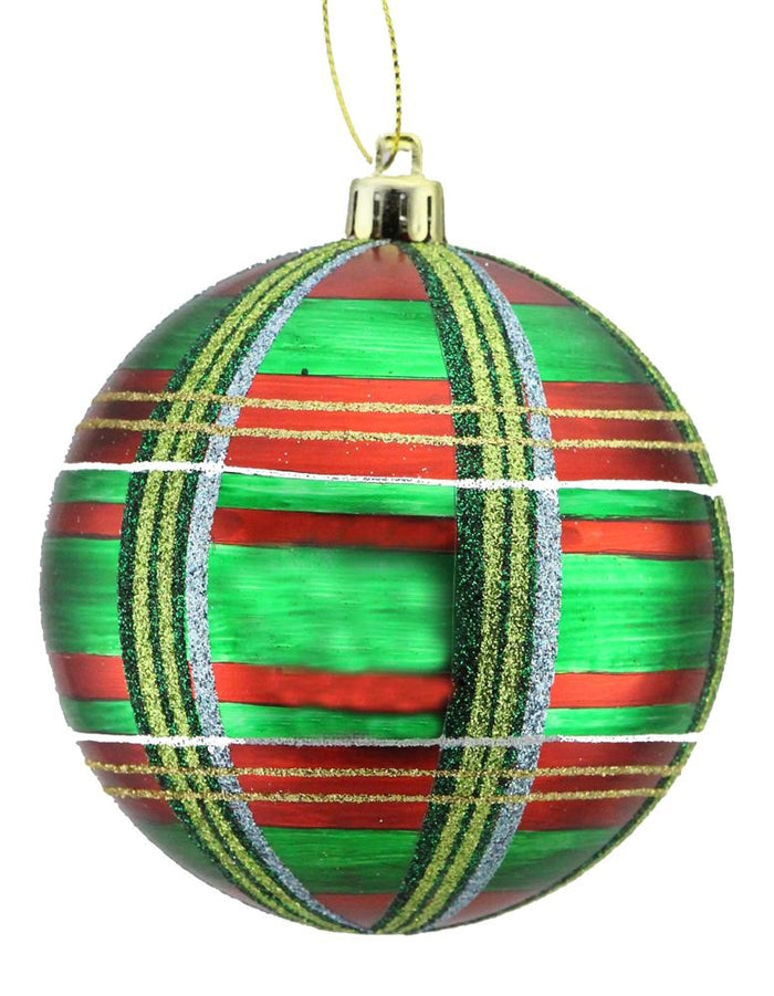 100mm Plaid Christmas Ball Ornament