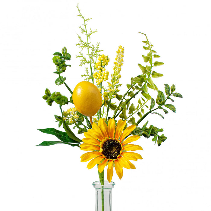 18" Sunflower & Lemon Floral Spray