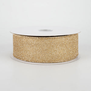 1.5" Champagne Flat Glitter Christmas Ribbon