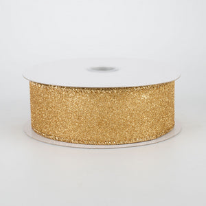 1.5" Gold All Flat Glitter Christmas Ribbon
