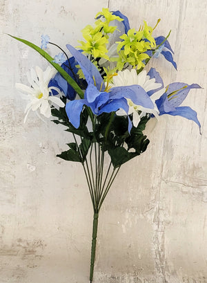 19" Blue & Green Tiger Lily Mixed Floral Bush