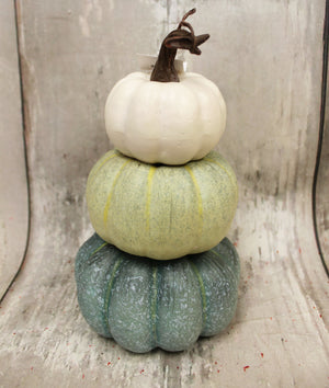 8" White, Aqua, Blue Pumpkin Topiary