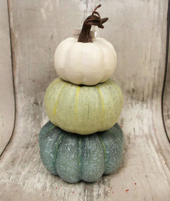 8" White, Aqua, Blue Pumpkin Topiary