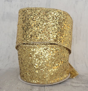 2.5" Gold Bold Glitter Ribbon