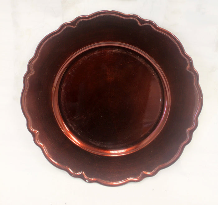 13" Charger Plate with Scalloped Rim - Brown