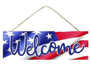 15" American Flag Welcome Wood Sign-Home Decor-Ellis Home & Garden