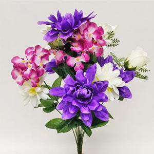 18" Pink & Purple Dahlia, Mum, Rosebuds & Hydrangea Mixed Spring Floral Bush-Spring Bushes-Ellis Home & Garden