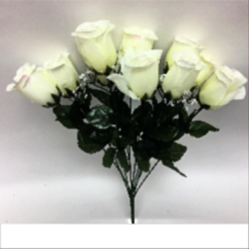 18" Cream Rosebud Floral Bush