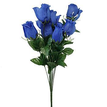 18" Dark Blue Rosebud Floral Bush