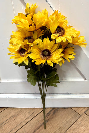 18" Fall Sunflower Floral Bush-Fall Harvest Floral Bushes-Ellis Home & Garden
