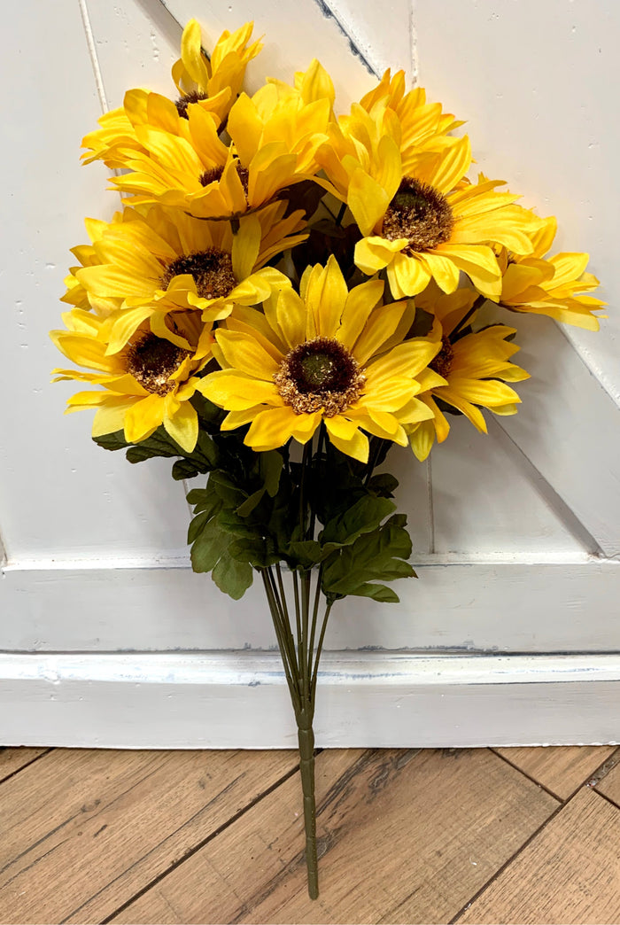 18" Fall Sunflower Floral Bush