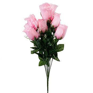 18" Light Pink Rosebud Floral Bush-Everyday Floral Bushes-Ellis Home & Garden