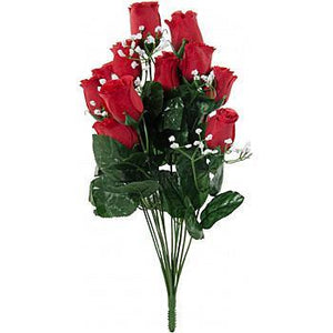 18" Red Rosebud Floral Bush-Everyday Floral Bushes-Ellis Home & Garden