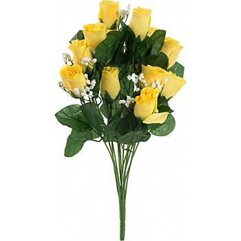 18" Yellow Rosebud Floral Bush