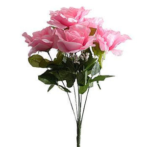 19" Artificial Open Rose Bush - Pink-Everyday Floral Bushes-Ellis Home & Garden