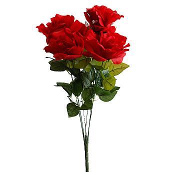 19" Artificial Open Rose Bush - Red