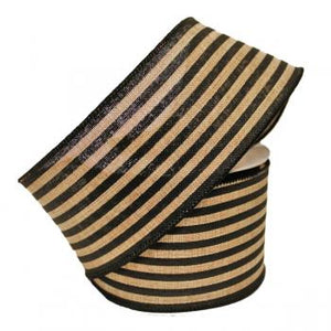 2.5" Black & Burlap Stripe Ribbon-Spring Ribbon-Ellis Home & Garden