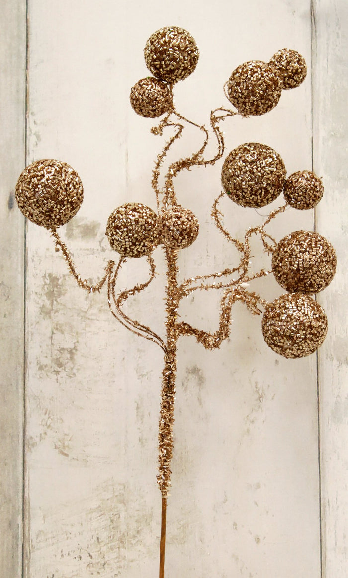 20" Champagne Curly Ball Floral Spray