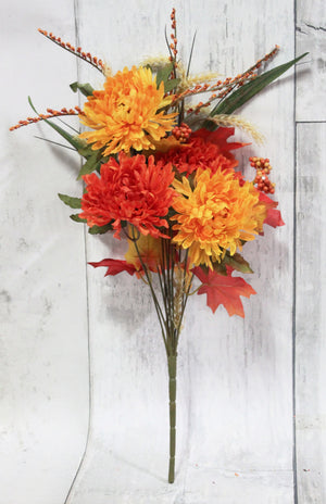 Fall Orange & Yellow Mums Floral Bush