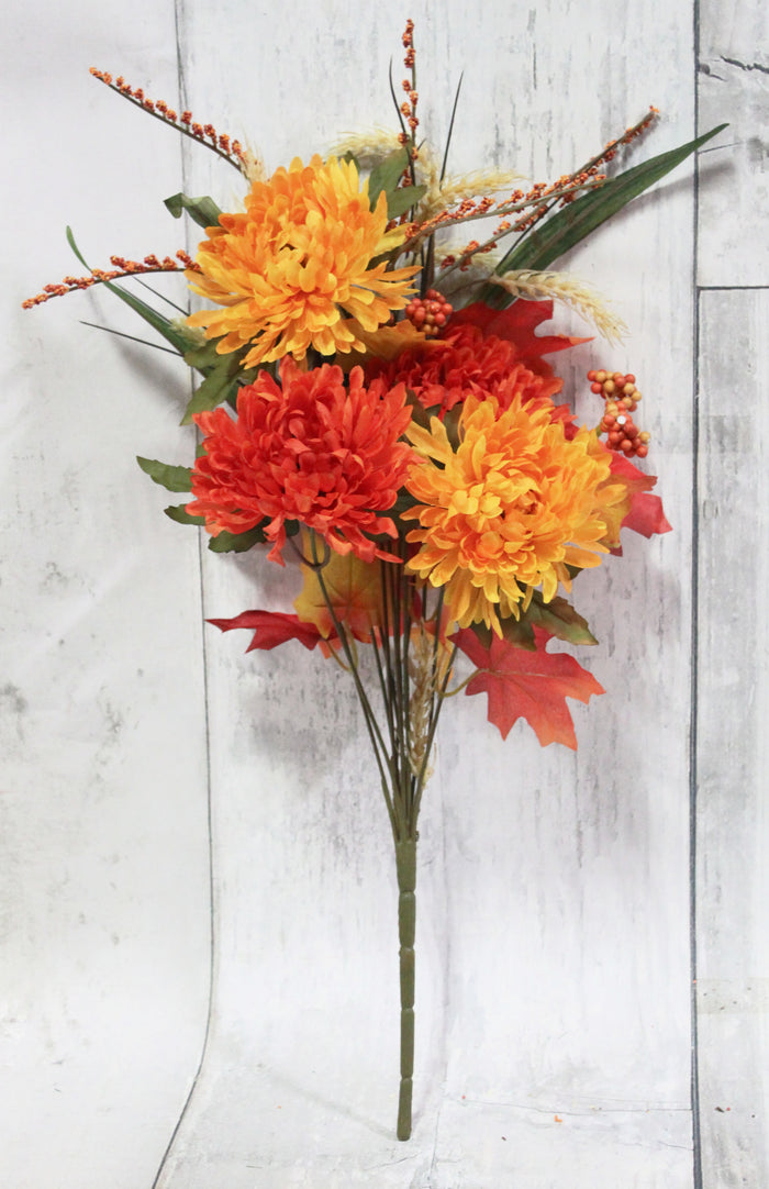Fall Orange & Yellow Mums Floral Bush