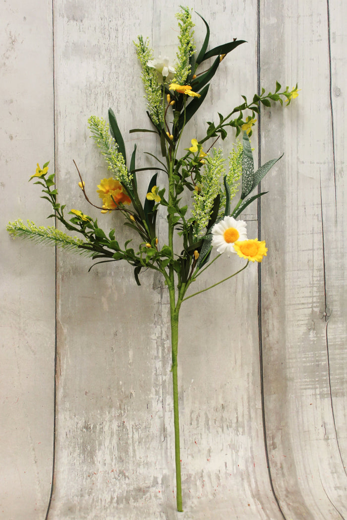 24" Spring Daisies & Cattails Mixed Floral Spray