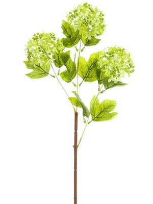 24.5" Light Green Snowball Floral Spray-Floral Stems-Ellis Home & Garden
