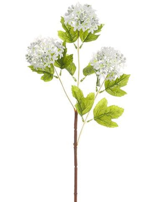 24.5" White Snowball Floral Spray-Floral Stems-Ellis Home & Garden