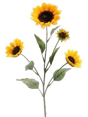 25" Small Yellow Sunflower Floral Spray