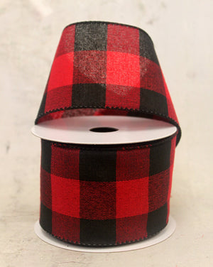 2.5" Wide Red & Black Buffalo Plaid Christmas Ribbon-Christmas Ribbon-Ellis Home & Garden